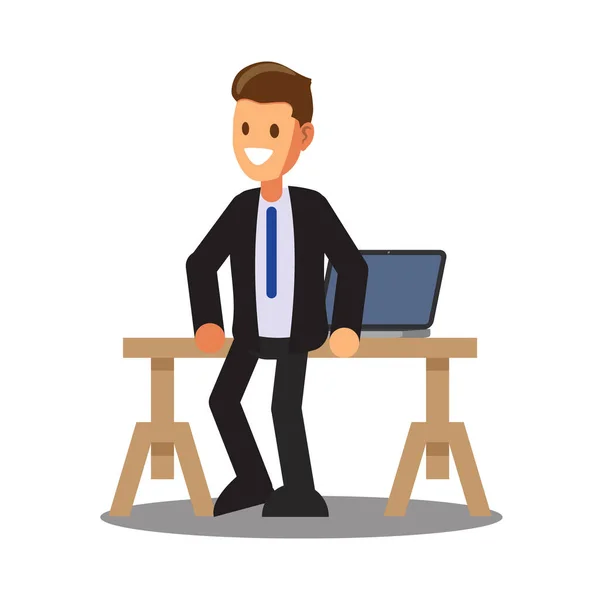 Businessman Character Design Cartoon Online Business — Stok Vektör