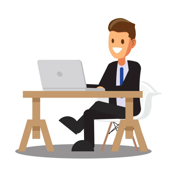 Businessman Character Design Cartoon Online Business — Stock vektor