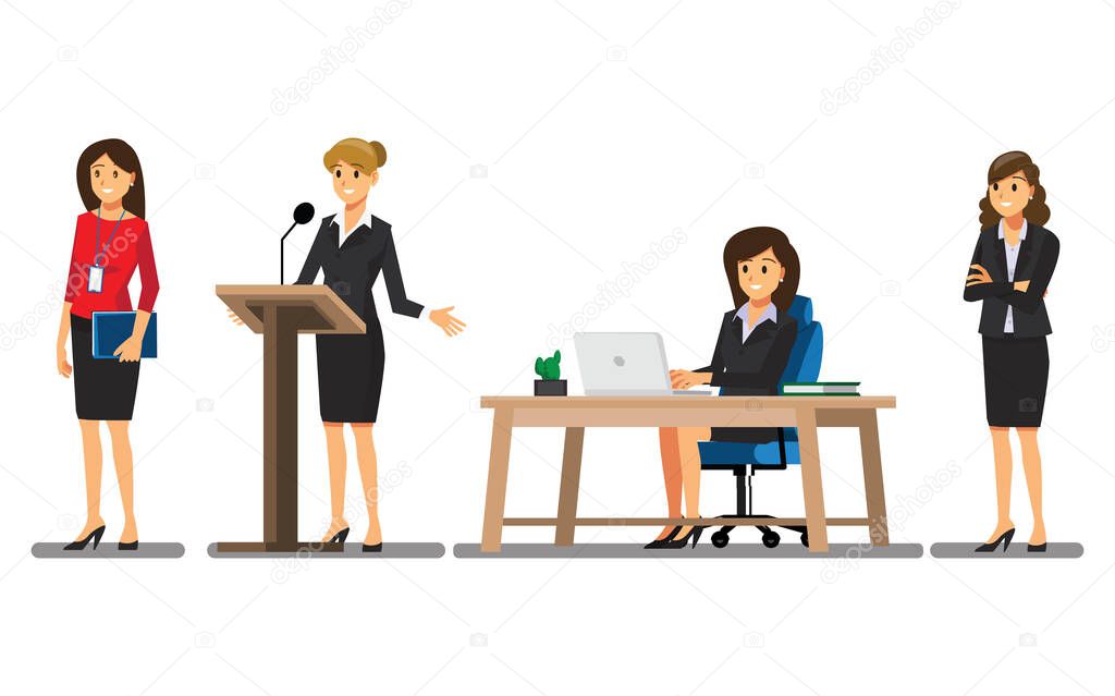 Businesswoman character In the office set  ,Vector illustration 