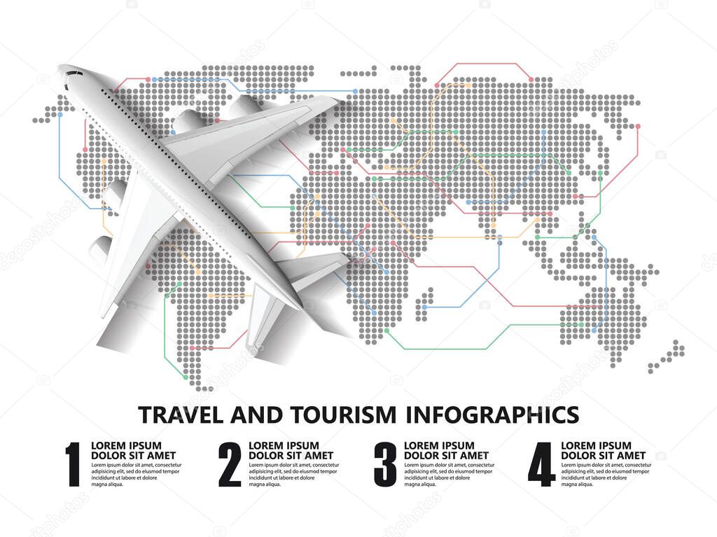 Travel infographics ,landmark and transport (travel, infographic, flight) 