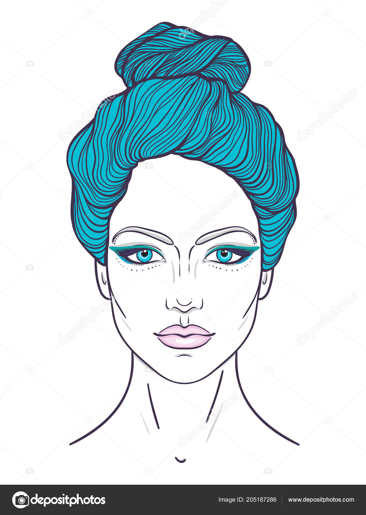 Beautiful Girl Face Top Knot Hair Style Make Neutral Expression Stock Vector Image by ©IreneArt #205187286 Beautiful Girl Face Top Knot Hair Style Make Neutral Expression Stock Vector Image by ©IreneArt #205187286