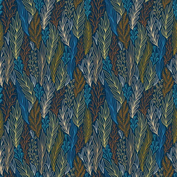 Handgezeichnetes Muster mit dekorativen floralen Ornamenten. Stilisierte bunte Zweige. Sommer Frühling Hintergrund, Natur Kollektion. Vektorillustration — Stockvektor