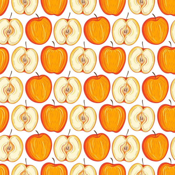 Colorful Vector Illustration Seamless Apples Pattern Template Design — Stock Vector