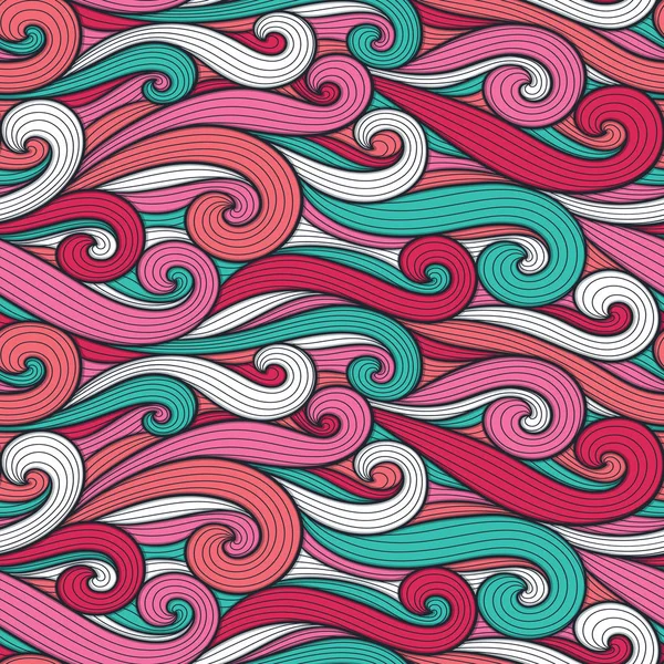 Abstracto líneas rizadas de colores sin costuras conjunto de patrones. Olas y rizos vector ilustración. Brillante colección de fondo de baldosas de colores sin costura . — Archivo Imágenes Vectoriales