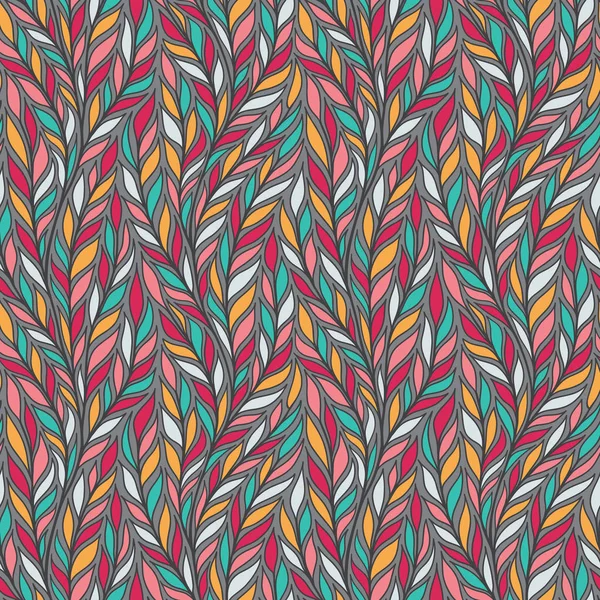 Ilustración Vectorial Colorida Patrón Sin Costura Floral Con Hojas Ramas — Archivo Imágenes Vectoriales