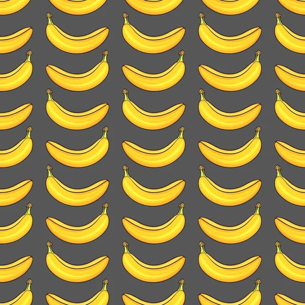 Plátanos sobre fondo blanco, patrón sin costuras de colores brillantes, plantilla para su diseño. Colección de frutas frescas. Decorativo dibujado a mano doodle vector ilustración — Vector de stock