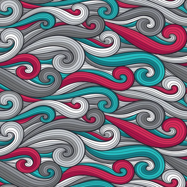 Abstracto líneas onduladas patrón sin costura. Ilustración vectorial orgánica floral. Brillante colección de fondo de baldosas de colores sin costura — Vector de stock