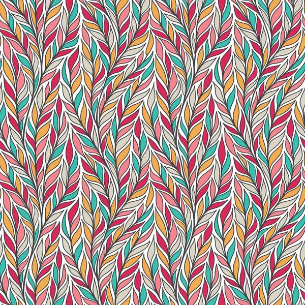 Färgglada Vektorillustration Sömlösa Blommönster Med Blad Och Grenar — Stock vektor