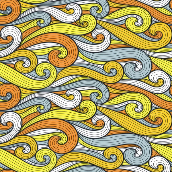 Abstract kleurrijk gekrulde lijnen naadloze patronen set. Golven en krullen vector illustratie. Bright kleurrijke tegels naadloos achtergrond collectie. — Stockvector