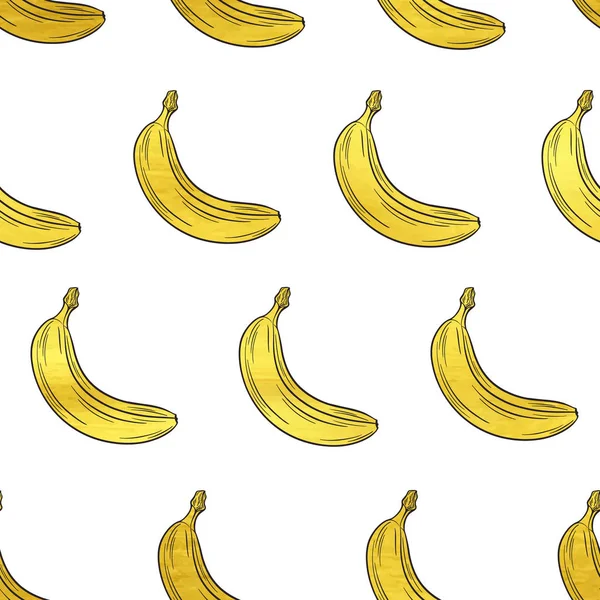 Μπανάνες φωτεινά πολύχρωμα χωρίς ραφή πρότυπο, πρότυπο για το σχεδιασμό σας. Συλλογή φρέσκα φρούτα. Διακοσμητικά χέρι doodle εικονογράφηση διάνυσμα — Διανυσματικό Αρχείο
