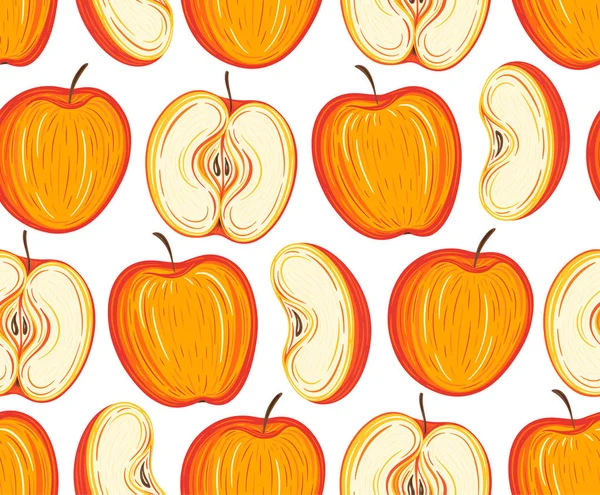 Colorful Vector Illustration Seamless Apples Pattern Template Design — Stock Vector