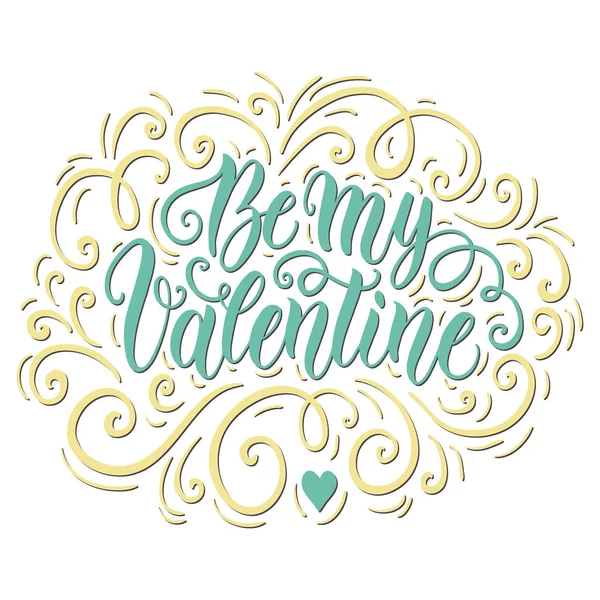 Kleurrijke Vectorillustratie Van Valentijnsdag Kaartsjabloon Met Gedecoreerde Handgetekende Tekst Valentine — Stockvector