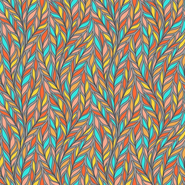 Colorful Vector Illustration Floral Seamless Pattern Leaves Branches — Stock Vector