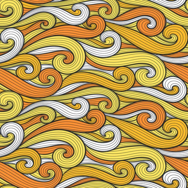 Abstract kleurrijk gekrulde lijnen naadloze patronen set. Golven en krullen vector illustratie. Bright kleurrijke tegels naadloos achtergrond collectie. — Stockvector