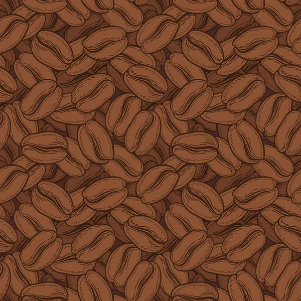 Nahtloses Muster mit Kaffeebohnen. neutraler Hintergrund. dekorative Doodle-Vektor-Illustration — Stockvektor