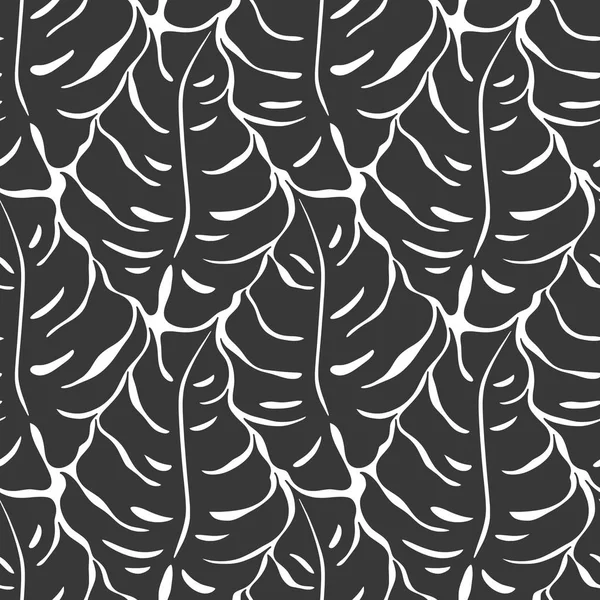 Seamless pattern with monstera leaves silhouettes. Trending tropical background. Vector illustration — Stock Vector