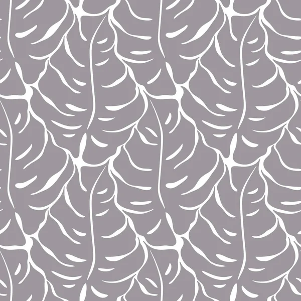 Nahtloses Muster mit Silhouetten aus Monsterblättern. Trending tropischen Hintergrund. Vektorillustration — Stockvektor