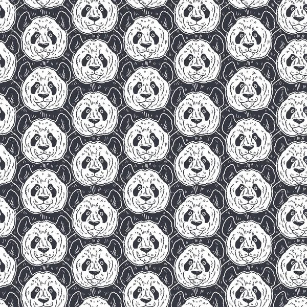 Χαριτωμένο αστείο καρτούν panda αδιάλειπτη μοτίβο. Εικονογράφηση διάνυσμα χέρι που σε γραμμές. Μοντέρνο φόντο σκίτσα — Διανυσματικό Αρχείο