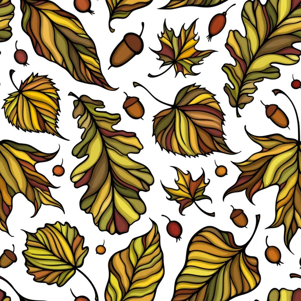 Falling Leaves Colorful Vector Illustration Decorative Autumn Leaves Beautiful Seamless — Stock Vector