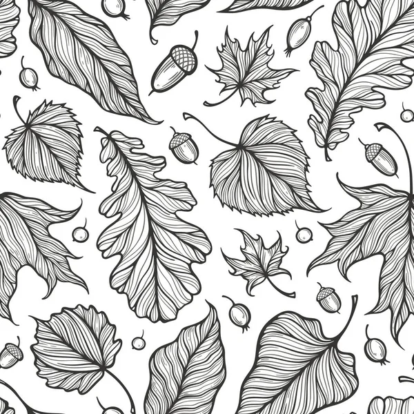 Fallende Blätter Bunte Vektorillustration Dekorative Herbstblätter Schöne Nahtlose Muster Handgezeichnete — Stockvektor
