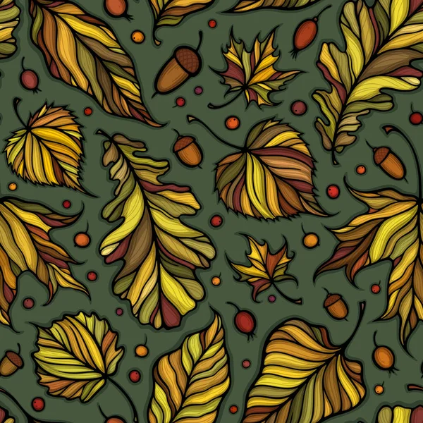 Vallende Bladeren Kleurrijke Vector Illustratie Decoratieve Herfst Laat Prachtige Naadloze — Stockvector