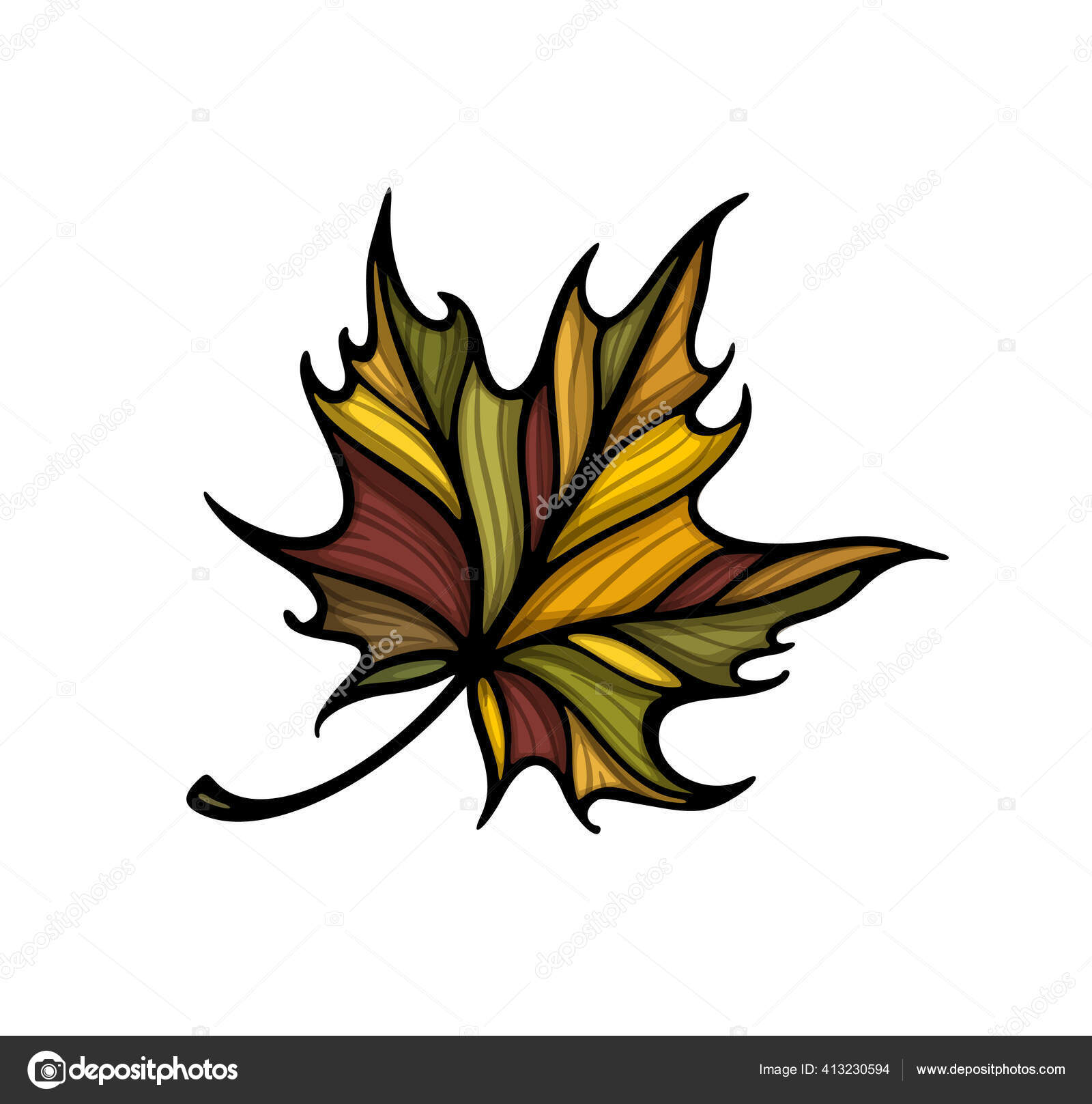 Falling Maple Leaf Colorful Vector Illustration Decorative Hand Drawn  Organic Stock Vector by ©IreneArt 413230594, image size:1600x1617