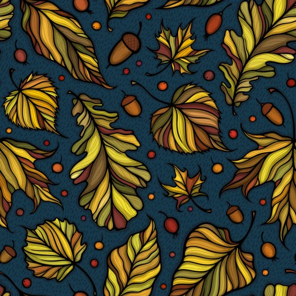 Folhas Caindo Ilustração Vetorial Colorido Outono Decorativo Deixa Belo Padrão — Vetor de Stock