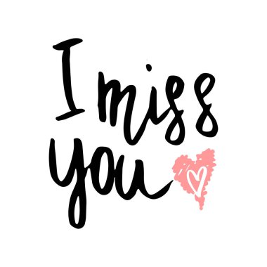 Seni el beyaz izole kroki kalp ile mutlu Sevgililer günü yazı yazma özledim.