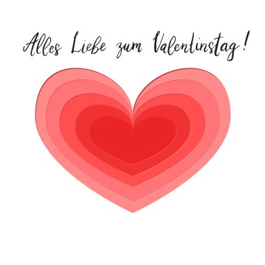 Allez Liebe zum Valentinstag Mutlu Sevgililer gün el kağıt kesim tarzı kalp tasarımı ile fırça yazı.