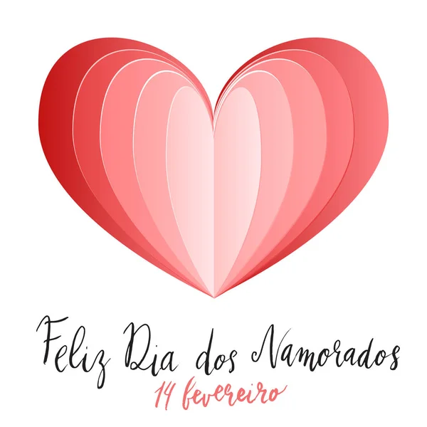 Feliz Dia Dos Namorados Joyeuses Saint Valentin Écrit Main Lettrage — Image vectorielle