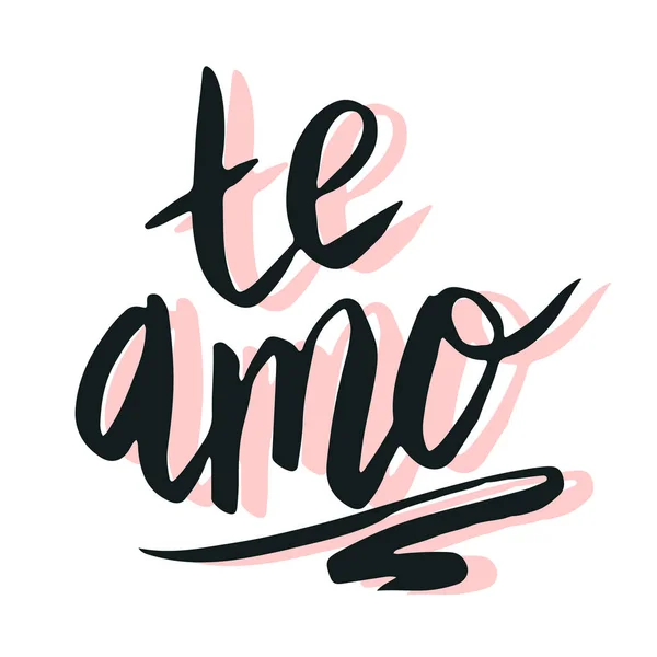 Buon San Valentino Lettering Amo Amo Spagnolo Scritto Mano Isolato — Vettoriale Stock