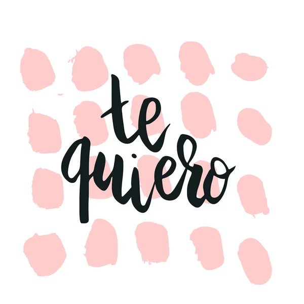 Feliz Valentine Lettering Quiero Amo Espanhol Mão Escrita Com Fundo — Vetor de Stock