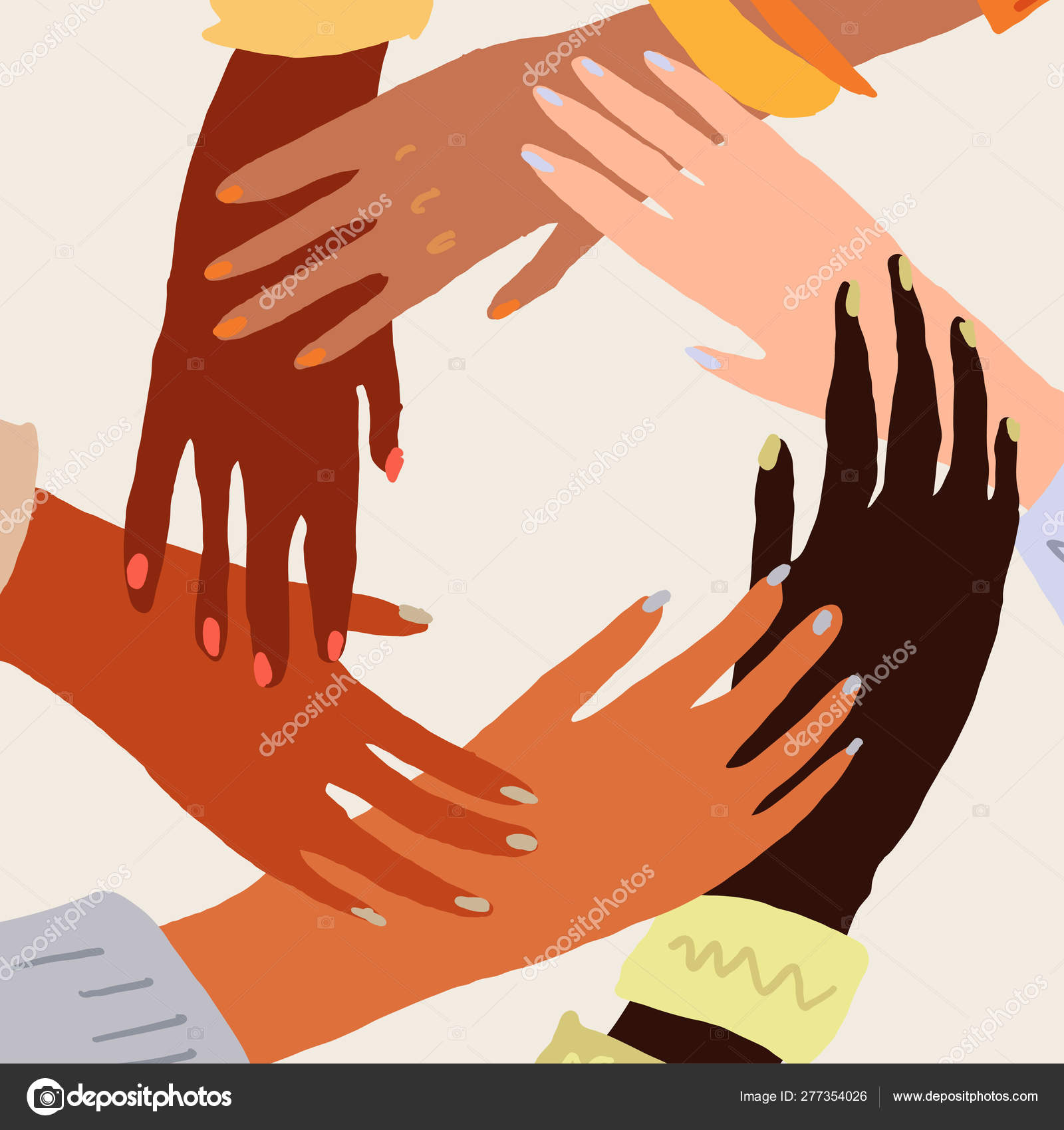 Illustration of a people's hands with different skin color ...
