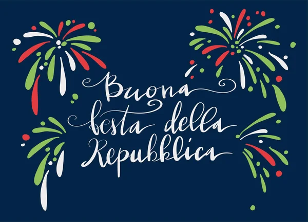 Buona Festa Della Repubblica Traduction Joyeuse Fête République Lettrage Manuscrit — Image vectorielle