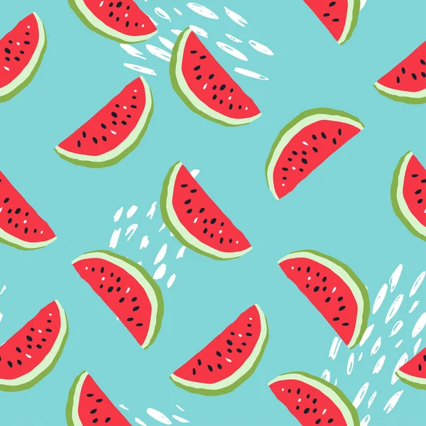 Minimal Sommerlich Trendige Vektorfliese Mit Nahtlosem Muster Skandinavischen Stil Wassermelone — Stockvektor