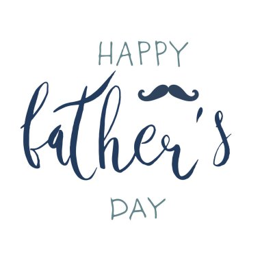Güzel el yazısı fırça yazısı vektör çizimi cümlesi Mutlu Babalar Günü ve bıyık süslemesi beyaz üzerine izole.