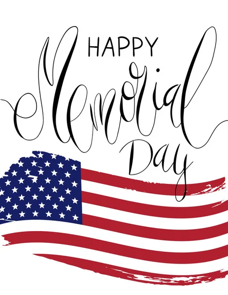 Beautiful Handwritten Brush Lettering Vector Illustration Phrase Happy Memorial Day — Stock Vector