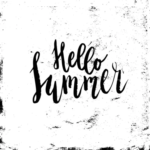 Hello Summer Lettering Phrase Grunge Texture Изолирован Белом Графический Элемент — стоковый вектор