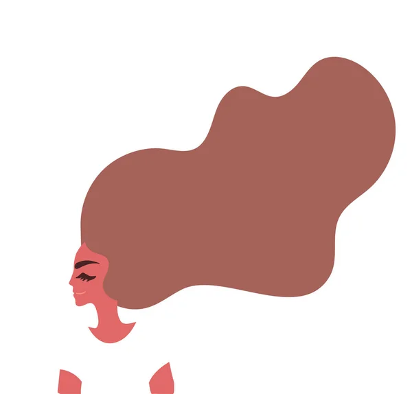 髪を上に流れる漫画の女性の文字 ヘアケア美容コンセプトベクトルイラスト 手描きミニマルアート — ストックベクタ