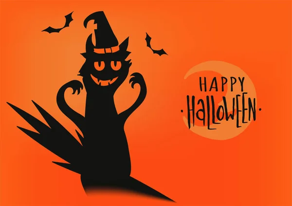 Счастливый Хэллоуин Векторный Дизайн Карты Баннера Симпатичным Персонажем Мультфильма Пугающим — стоковый вектор