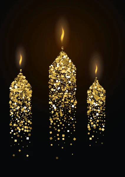 Brennende Kerze mit der Silhouette eines Dunstes auf schwarzem Hintergrund — Stockvektor