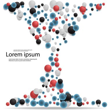 Atom veya molekül yapısının soyut arka planı, Tıbbi arka plan, 3d illüstrasyon. Vektör Eps 10.Ball renk küreler soyut 3d render.