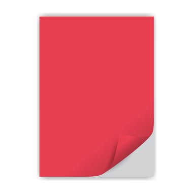 red sheet of paper with a wrapped corner and shadows. Paper for text. Banner advertising sales.