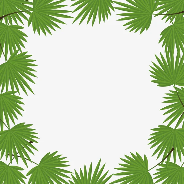 Vektor Illustration Hintergrund Mit Tropischen Blättern Rahmen Aus Blättern Der — Stockvektor