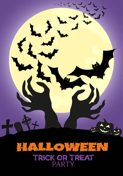 Illustration Vectorielle Nuit Halloween Arrière Plan Pour Halloween Chauves Souris — Image vectorielle