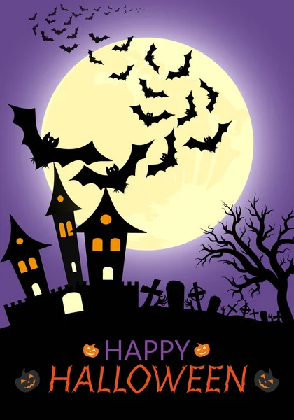 Illustration Vectorielle Nuit Halloween Arrière Plan Pour Halloween Chauves Souris — Image vectorielle