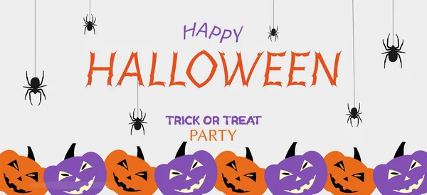 Illustration Vectorielle Une Bannière Pour Fête Halloween Araignées Citrouilles Effrayantes — Image vectorielle
