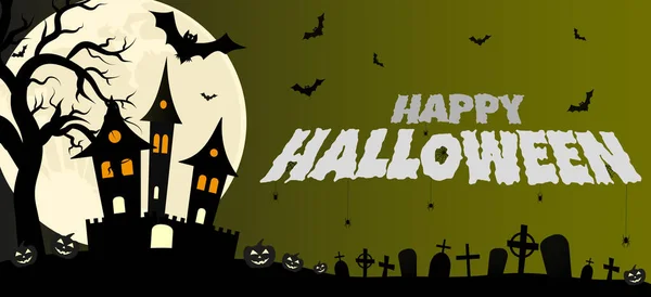 Illustration Vectorielle Halloween Bannière Fond Avec Lettre Happy Halloween Élément — Image vectorielle