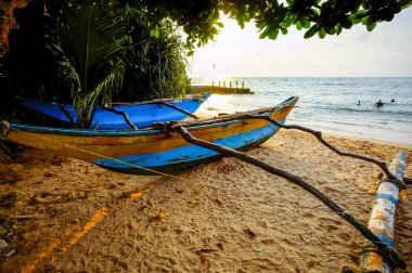Hikkaduwa batımında, Sri Lanka görülen Beach. 