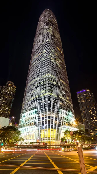 Hong Kong Kwiecień 2019 Ifc Międzynarodowe Centrum Finansów Nocy Oglądane — Zdjęcie stockowe
